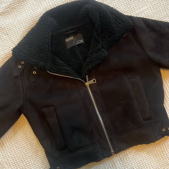 Pull & Bear Suede Moto Jacket with Sherpa Lining - Picture 2 of 5